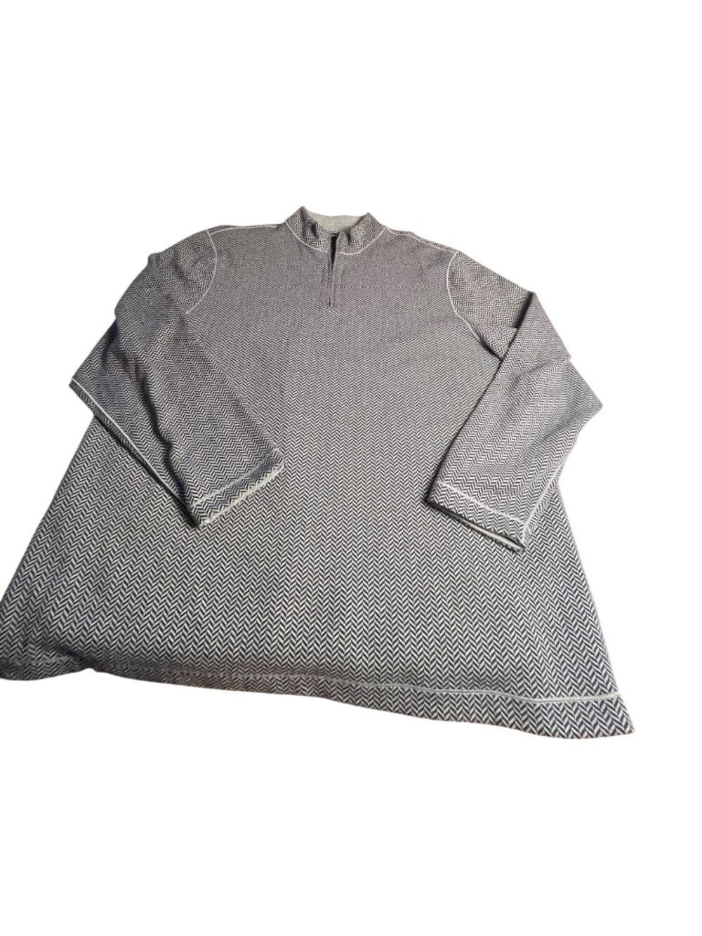 Reversible Cremieux 1/4 Zip Pullover Sweater XXL Gray Herringbone Long Sleeve